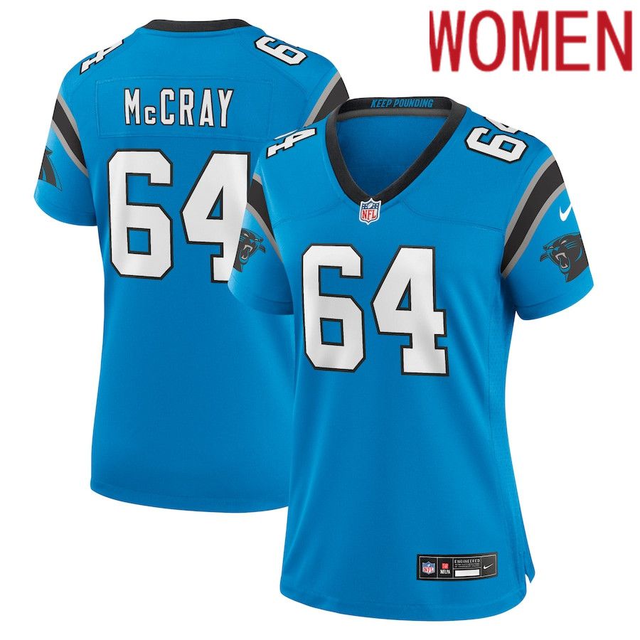 Women Carolina Panthers #64 Justin McCray Nike Blue Alternate Game NFL Jersey->women nfl jersey->Women Jersey